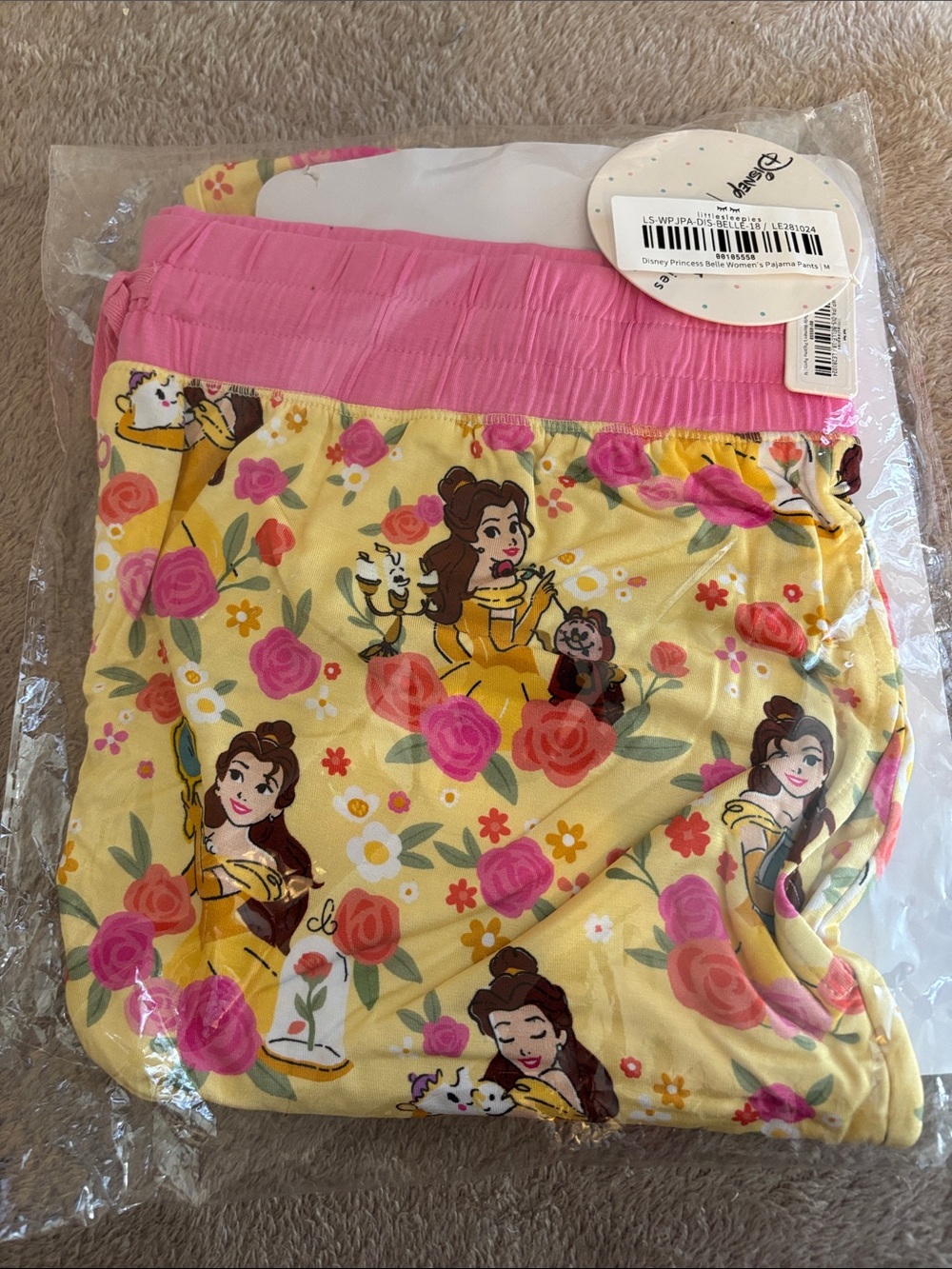 Disney Belle Floral Pajama Pants - Yellow & Pink